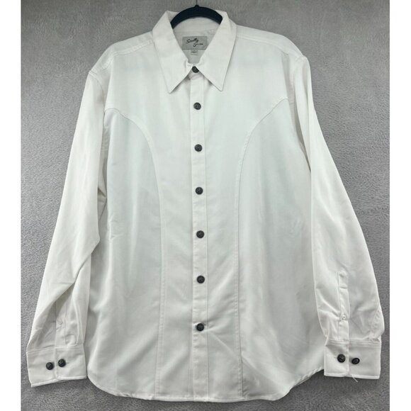 VTG Scully Shirt Mens Large Western White Button Up Long Sleeve Star Buttons - Picture 1 of 10